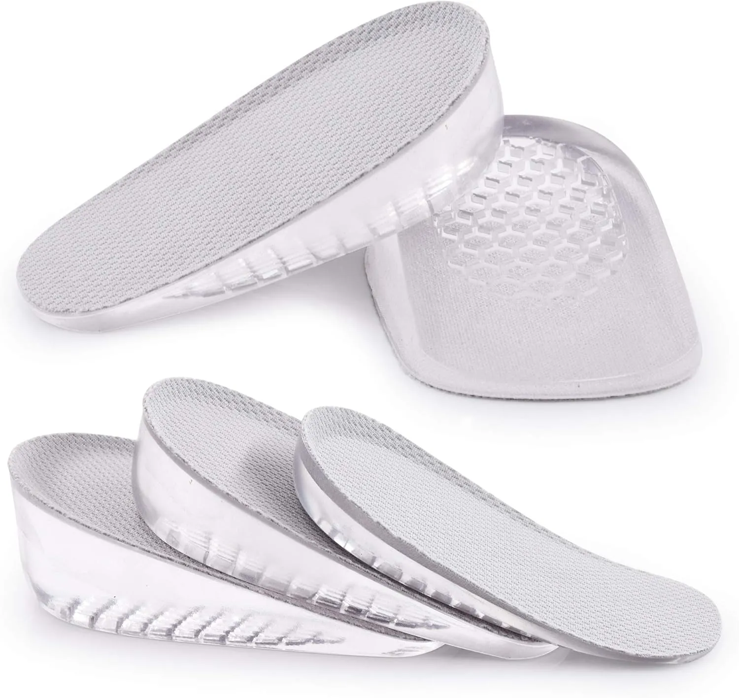 1 Pair Gel Height Increase HeelInsoles,Invisible Shoe Lifts Inserts,Cushion ElasticShock Absorption Heel Pads,Increase Height 1cm2cm 3cm for Men and Women (Gray, S for Women,heaght:2cm)