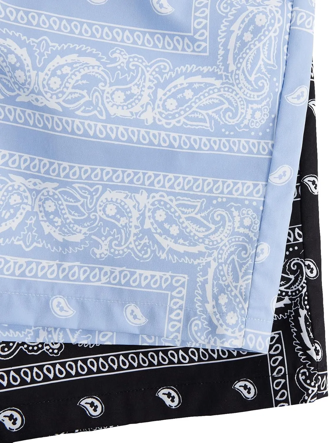 Floerns 2 Pack Men's Boho Drawstring Waist Paisley Print Summer Beach Shorts