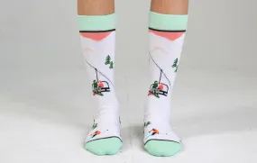 Kids' Cotton Crew Socks, Skiers