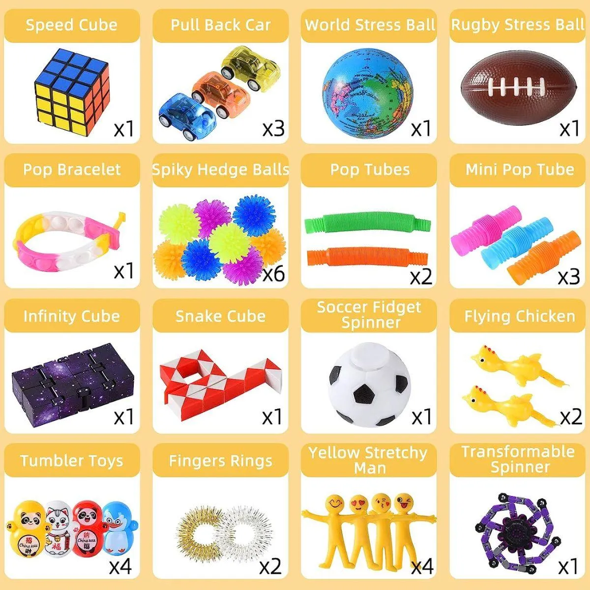 Kidst 72-Piece Fidget Sensory Toy Set - Stress Relief & Focus for All Ages