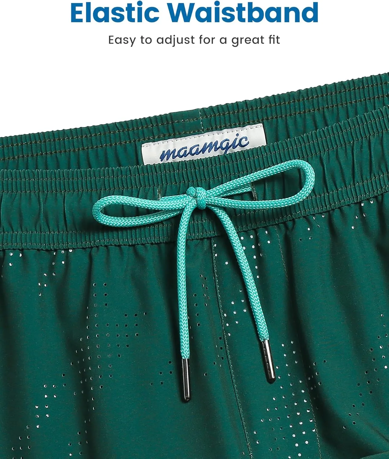 maamgic Mens Swim Trunks with Compression Liner 5 Inch Inseam Quick Dry Board Shorts with Zipper Pockets Swimming Shorts