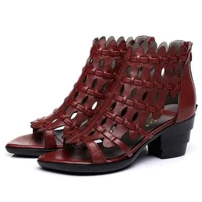 New Elegant Retro Style Hand-Woven Real Leather Sandals