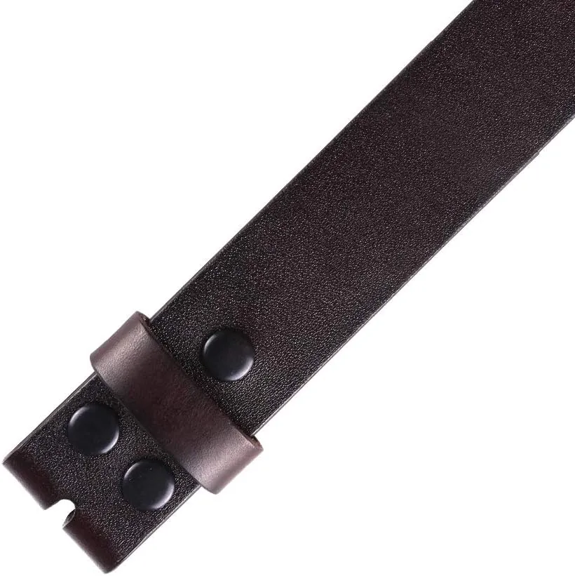NPET Men's Full Grain Leather Belt Vintage Distressed Style with Snap-On Strap 1 1/2" Wide without Buckle