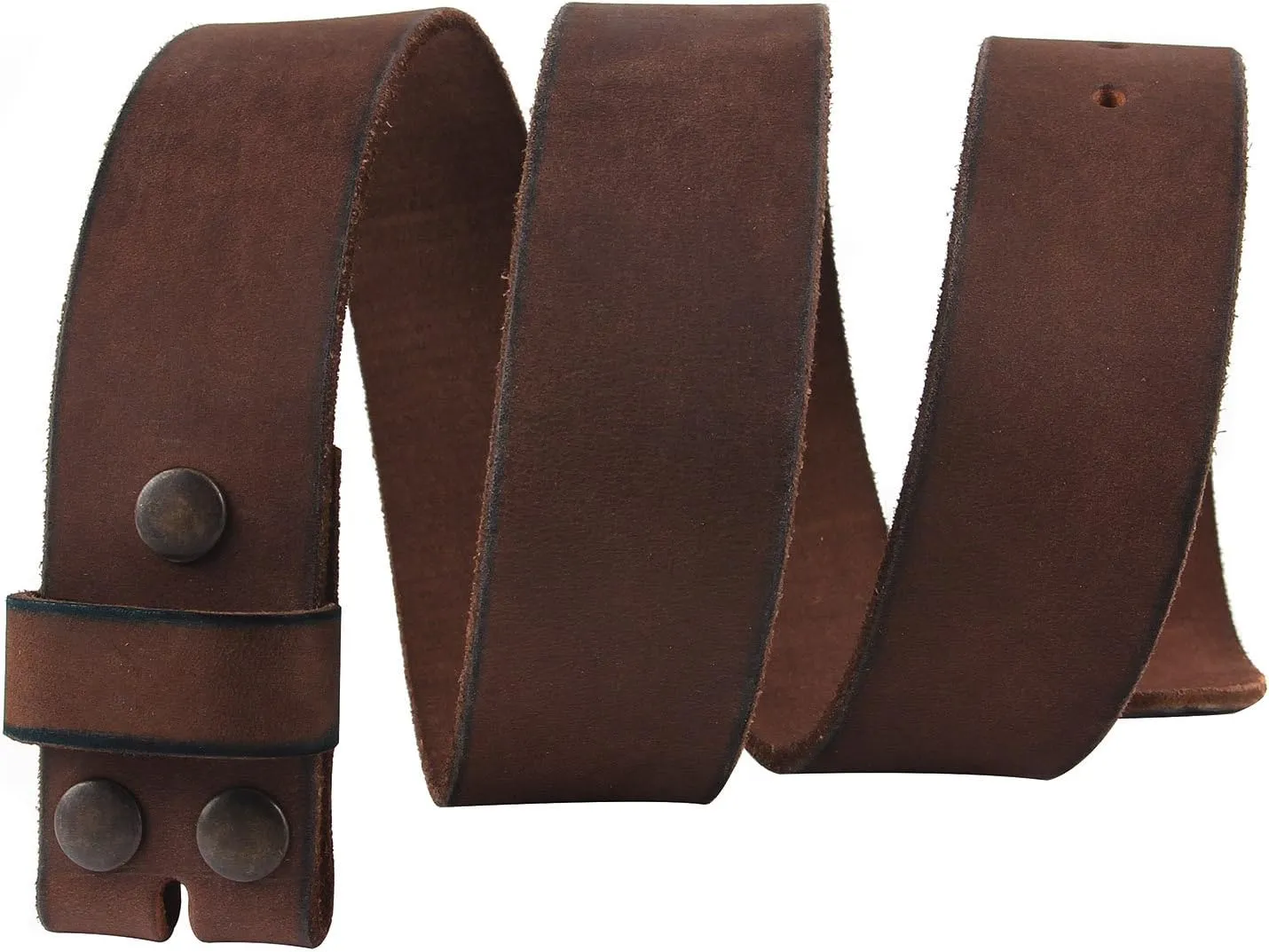 NPET Men's Full Grain Leather Belt Vintage Distressed Style with Snap-On Strap 1 1/2" Wide without Buckle