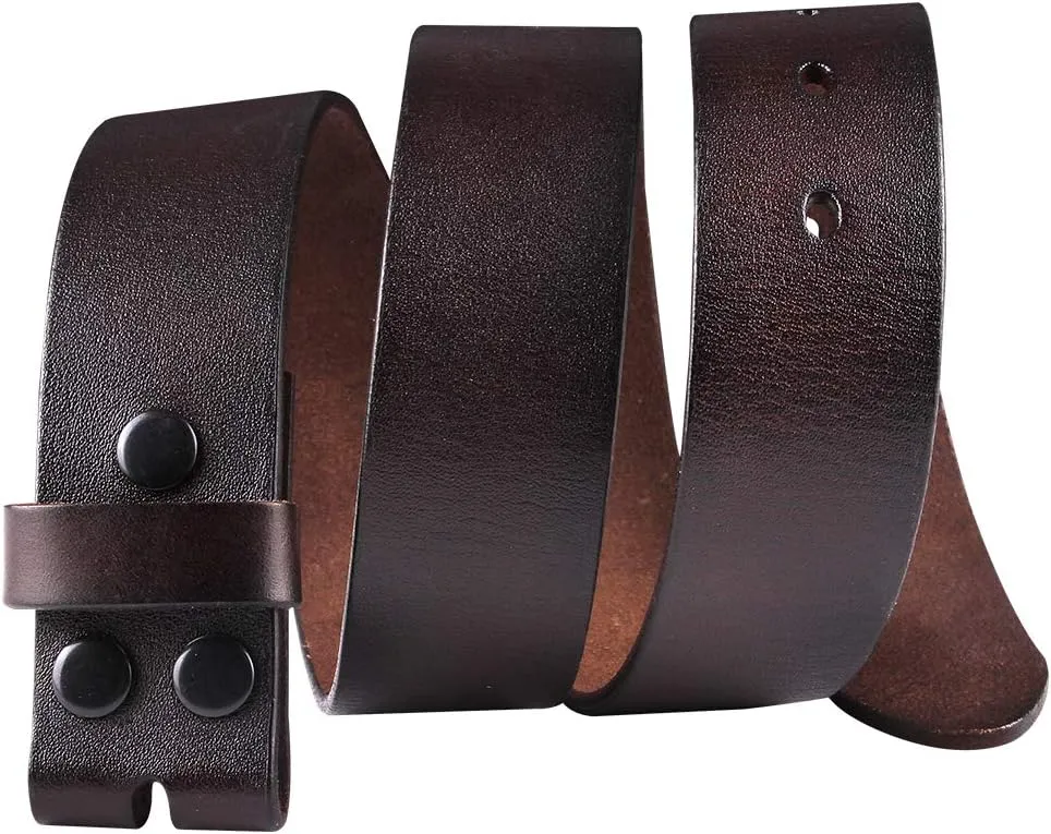 NPET Men's Full Grain Leather Belt Vintage Distressed Style with Snap-On Strap 1 1/2" Wide without Buckle