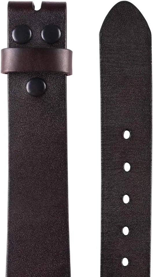 NPET Men's Full Grain Leather Belt Vintage Distressed Style with Snap-On Strap 1 1/2" Wide without Buckle