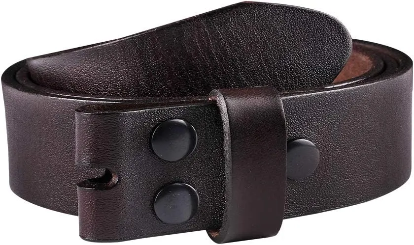 NPET Men's Full Grain Leather Belt Vintage Distressed Style with Snap-On Strap 1 1/2" Wide without Buckle