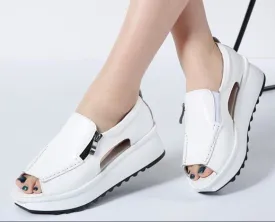 Open Toe Round Summer Women Zipper Sandal