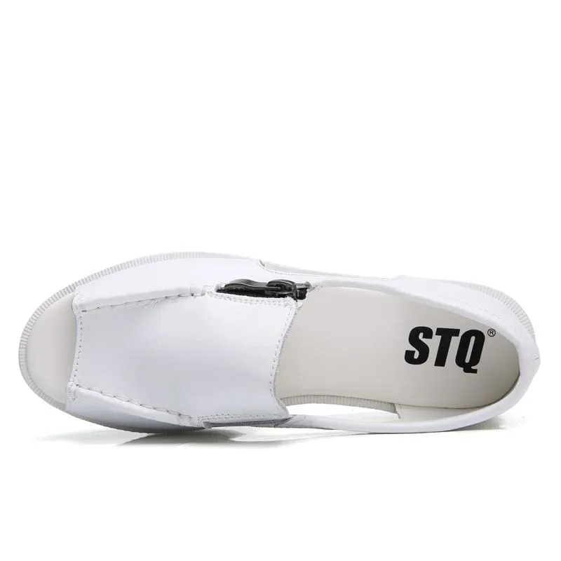 Open Toe Round Summer Women Zipper Sandal