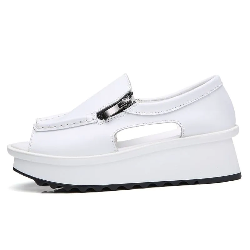 Open Toe Round Summer Women Zipper Sandal