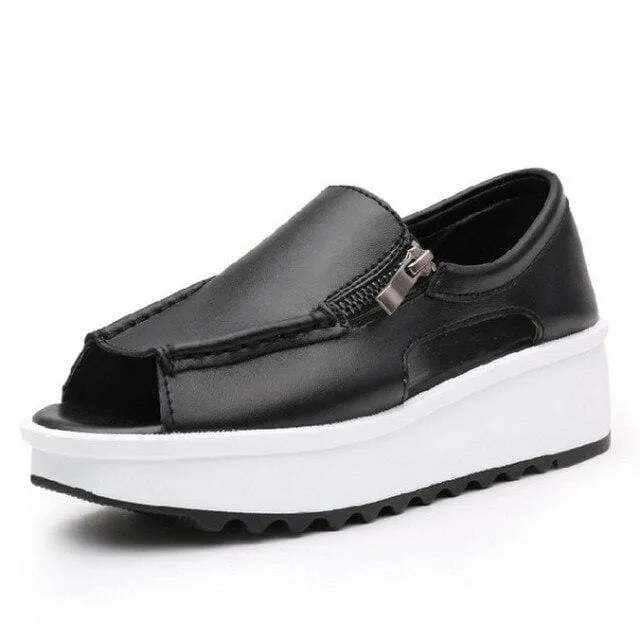 Open Toe Round Summer Women Zipper Sandal