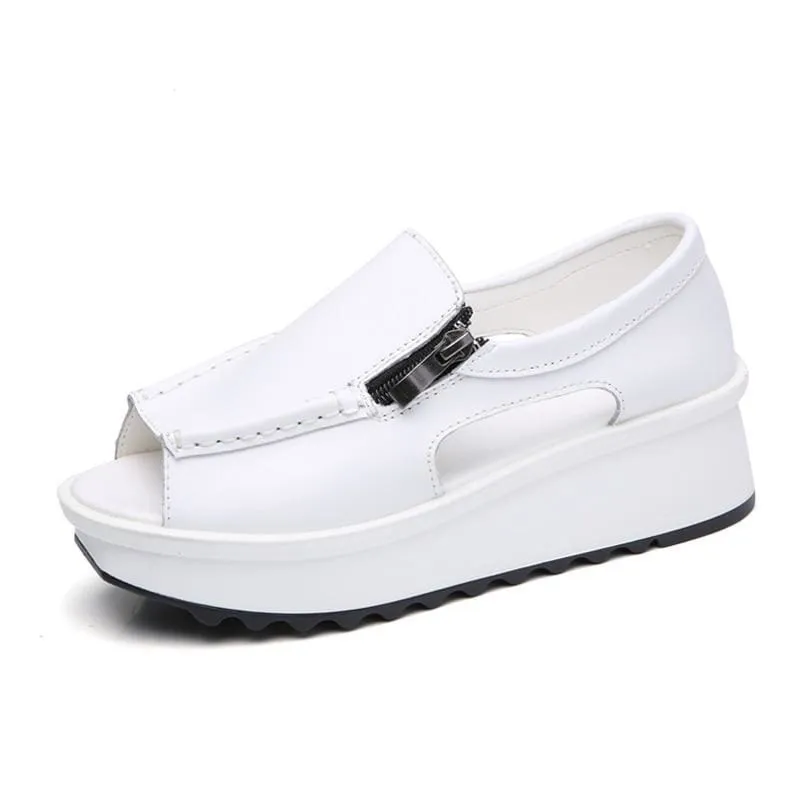 Open Toe Round Summer Women Zipper Sandal