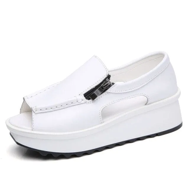Open Toe Round Summer Women Zipper Sandal