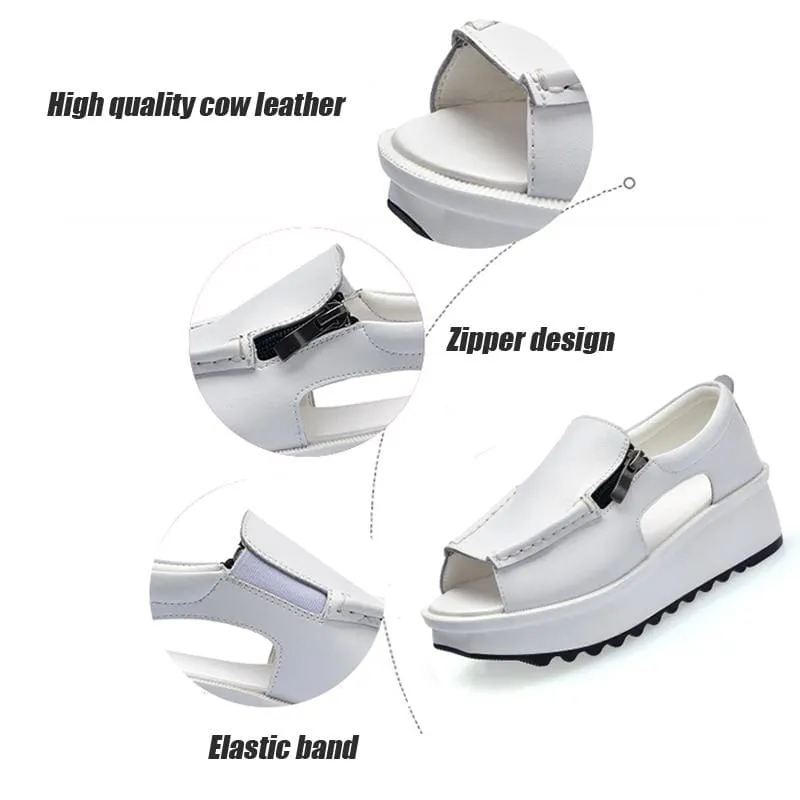 Open Toe Round Summer Women Zipper Sandal